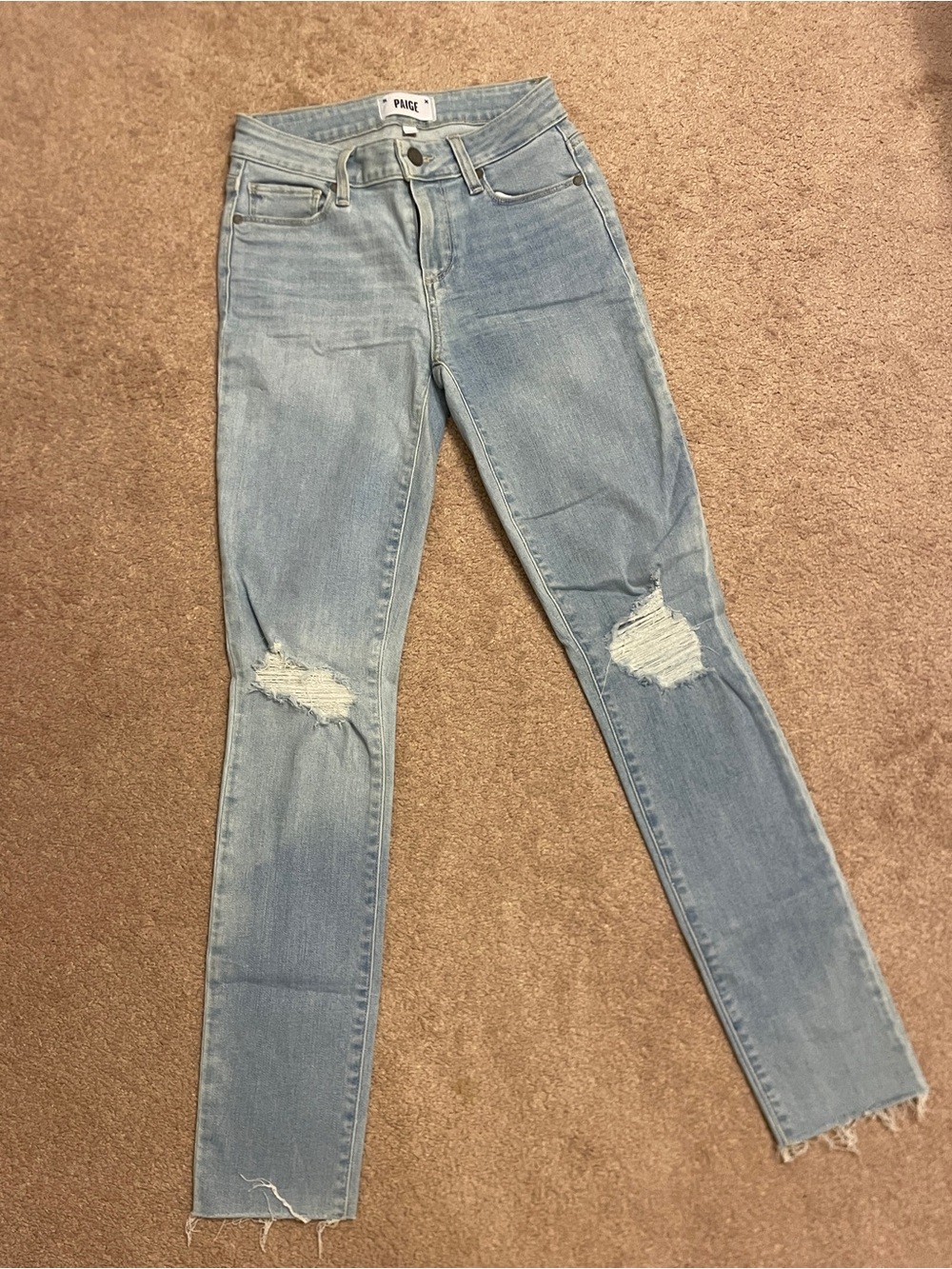 NWOT PAIGE Distressed Skinny Jeans: Skyline Ankle Peg (25)
